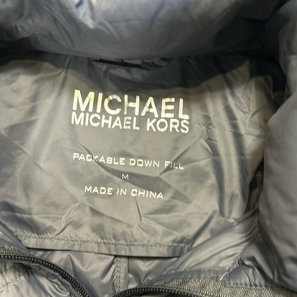 Michael Kors Packable Down Long Puffer Coat – Chevron Quilted Slate Gray / Sz M - Picture 6 of 9
